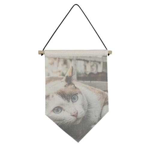 Bannière décorative en toile chat coloré suspension murale