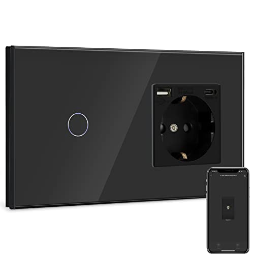 Bseed Enchufe Normal Con Interruptor De Luz Wifi Negro, Compatible Con Alexa Y Google Home, Control De App, 1 Gang Wifi Interruptor, Schuko Enchu Bseed Enchufe Normal Con Interruptor De Luz Wifi Negro, Compatible Con Alexa Y Google Home, Control De App, 1 Gang Wifi Interruptor, Schuko Enchu