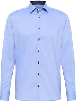 ETERNA Slim Fit Performence Overhemd met lange mouwen New Kent Stretch wit, blauw (rook), 38 NL