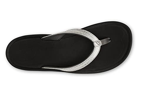 Olukai Womens Silver/Black Kulapa Kai Sandal - 8 B(M) Us #TOP2