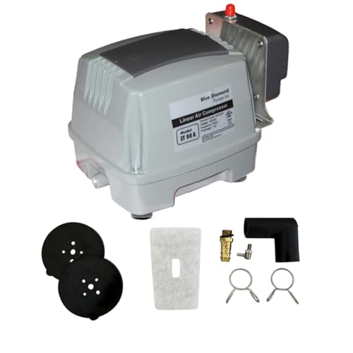 Blue Diamond ETA80+ Plus - Septic or Pond Linear Diaphragm Air Pump with Free Additional Air Filter and Alarm