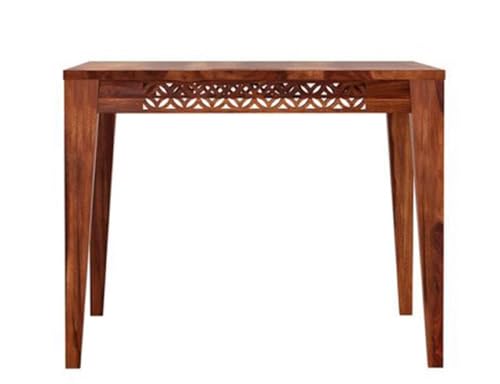 Image of Solid Sheesham Wood Dining Table Set of 4 | 4 Seater Wooden Dining Set with Cushioned Chairs for Home & Dining Room | Honey Finish