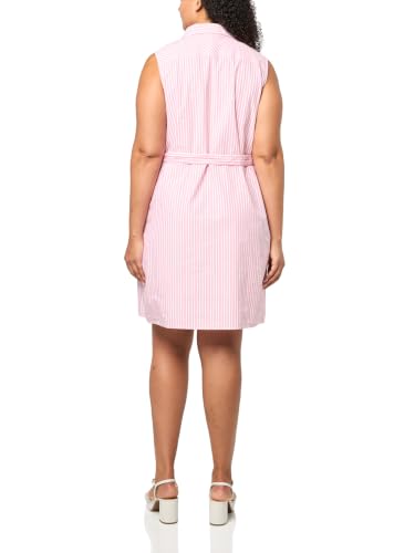 Image of Tommy Hilfiger Women's Sleeveless Collared Button Front Tie Waist Mini Shirt Dress