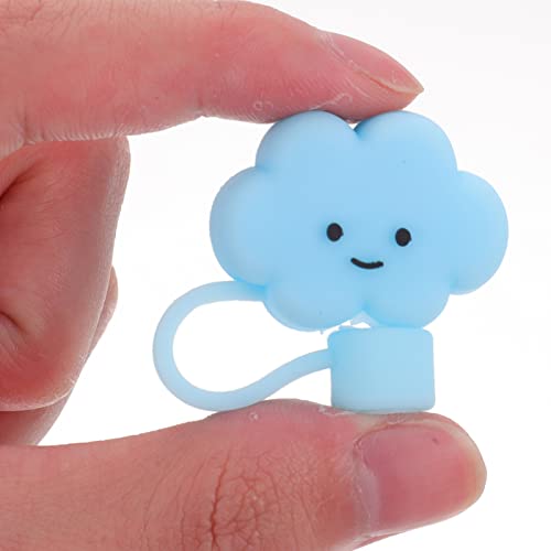 Abaodam 2Pcs Cloud Straw Tip Covers Reusable Silicone Drinking Straw Covers Plugs Cute Cartoon Airtight Seal Party Straw Cap Protector For Baby Shower Wedding Blue #TOP2