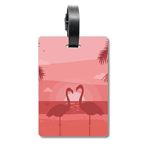 Étiquette valise flamant rose rouge au design coloré unique