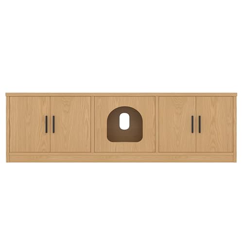 Versteckter Katzenschrank 140 x 40 x 45,5 cm - Integrierter Kratzbaum und Belüftung, Tiermöbel für Flur und Eingangsbereich,Tierhaus, Katzentoilettenschrank,Tiertoilett