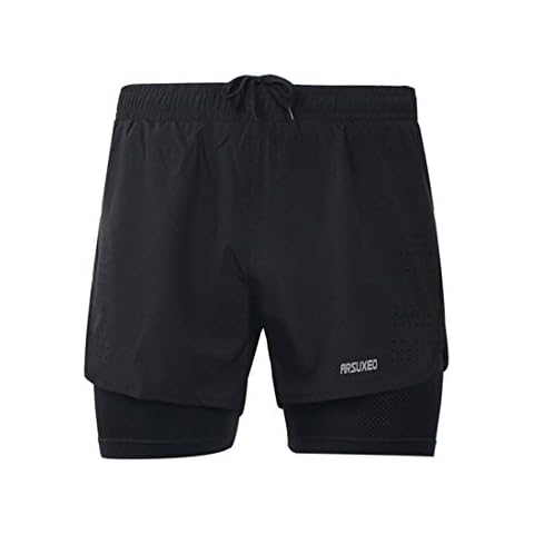 X-Labor 2 in 1 Training Sport Shorts for Indoor Fitness Gym, Yoga and Running Large Black Cover