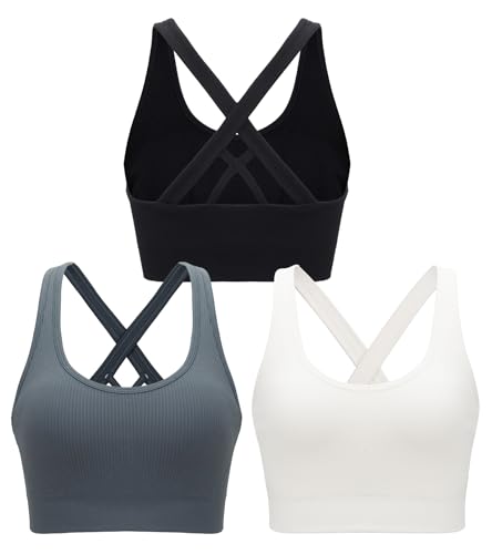 RUNNING GIRL Sports Bra for Women High Support, Criss-Cross Back Padded Strappy Sports Bras Yoga Bra with Removable Cups