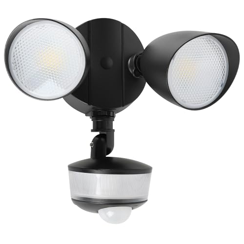 Image of LUTEC 34W 3700 Lumen LED Security Light Motion Sensor Outdoor Lights with Night Light, 5000K Daylight, IP65 Waterproof, Dusk to Dawn, Hardwired Motion Detector Flood Light for Garage, Yard-Black