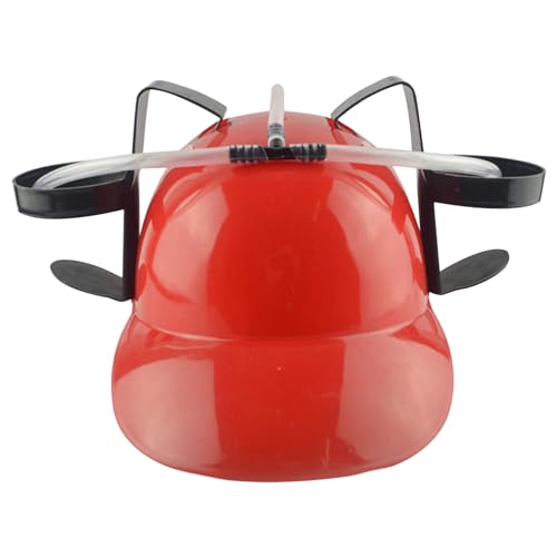 Peosaard Chapeau à Bière, Chapeau à Bière Boire Amusant Boisson Casque en Plastique Sûr avec Support de Canette et Paille, Drôle pour Les Jeux de Football Soda Party Nouveauté Rouge, Chapeaux