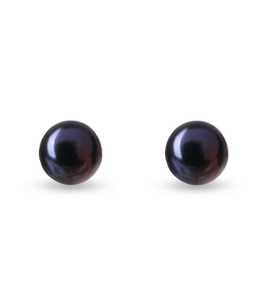 Ohrstecker Süßwasserperlen 925 Silber, Weiß/Rosa/Schwarz, 6-6,5 mm | in Silber & vergoldet, handgefertigt, nickelfrei, ideal als Geschenk für Frauen