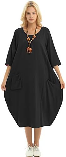 Soft Linen Cotton Lantern Loose Dress Spring Summer Fall Plus Size Clothing Y19