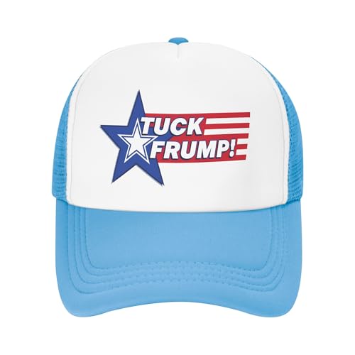 Vetrova Funny FDT Trucker Hat Resist Fascism Baseball Cap Mesh Back Adjustable Hats for Kids - Sky Blue