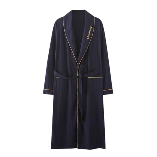 Albornoz para hombre, mullido, cálido, forro polar, bata de forro polar, mullida, talla grande, chaqueta de baño, cómoda, ropa de dormir de invierno, vestido de casa, azul oscuro, 4XL