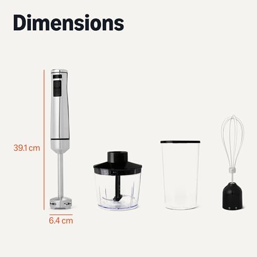 Amazon Basics 500 Watt Multi-Speed Immersion Hand Blender with Attachments, Corded, Silver - 4