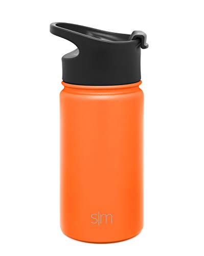 Simple Modern 14 Ounce Summit Water Bottle - Travel Mug Stainless Steel Tumbler Flask +2 Lids - Wide Mouth Double Wall Vacuum Insulated Leakproof -Autumn Orange - Thumbnail 5