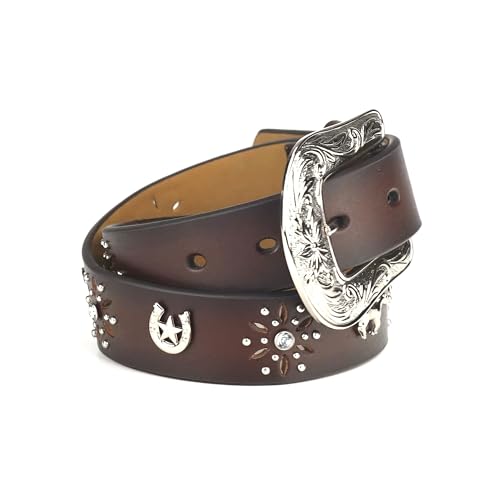 ARIAT Girls' Horse Concho Belt with Rhinestone Flower Cutouts and Interchangeable Buckle3