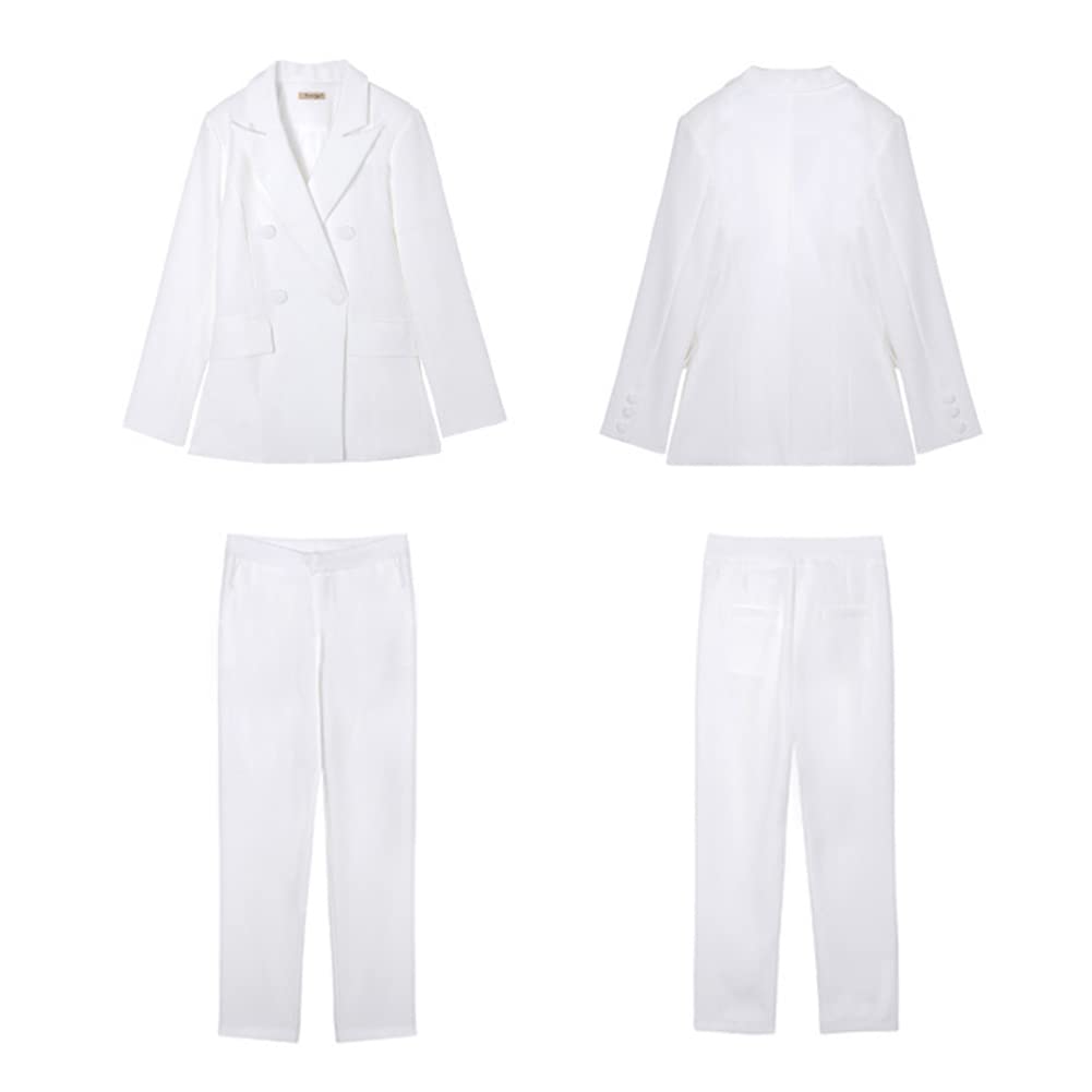 Mujer Blazer Y Pantalones Dos Piezas Set Conjunto Formales Ajuste Delgado Chaquetas Manga Larga Slim Fit Chaqueta de Traje Pantalones Largos,Traje Casual Oficina