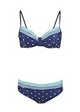 ✔️ Maritimer Blauer Damen Sailor Matrosen Bikini mit Punkten und Streifen (2 TLG. Set)