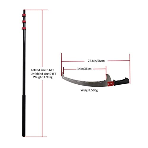 Telescopic Pruning Saw,Red Extendable Telescoping Landscaping Pole Saw Used for Pruning and Trimming Branches and Leaves High-Altitude Fruit Tree Branch Saw Gardening Tool(3.6m) - Image 2