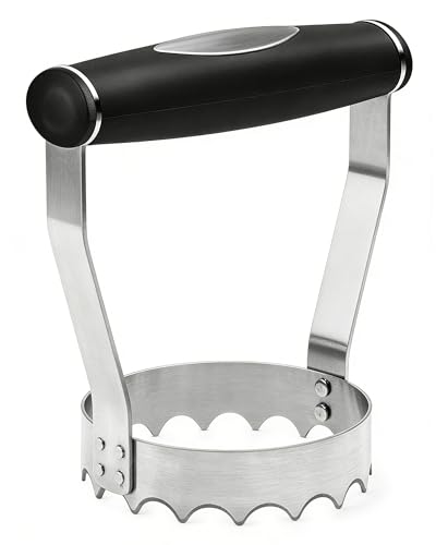 Vosturdy Food Chopper, Stainless Steel Hand Chopper with Ergonomic Grip Handle, 3-Inch Salad Chopper for Vegetable, Egg, Cabbage, Nut Tuna, Meat, Easy to Clean Manual Kitchen Tool