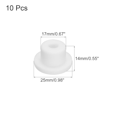 Image of MECCANIXITY High Temp Silicone Plug Mount Dia 17mm /0.67 Inch T Shaped Rubber Stopper Hole Plugs for Powder Coating Plating Waterproof Sealing Plugs White Pack of 10(OD 25mm /0.98 Inch)