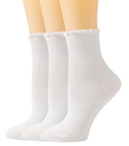 SEMOHOLLI Women Ruffle Socks, Casual Cute Ankle Socks Soft breathable Knit Cotton Frilly Crew Socks