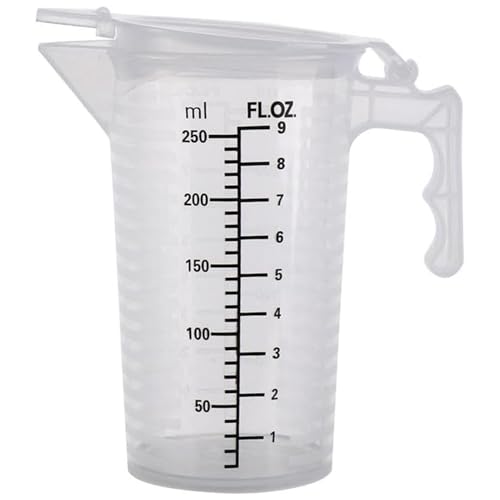 La Mejor Lista de Taza medidora plastico los más recomendados. 44 Taza medidora con tapa y pico jarra medidora de plástico transparente de 250 ml con asa vaso graduado resistente al calor.