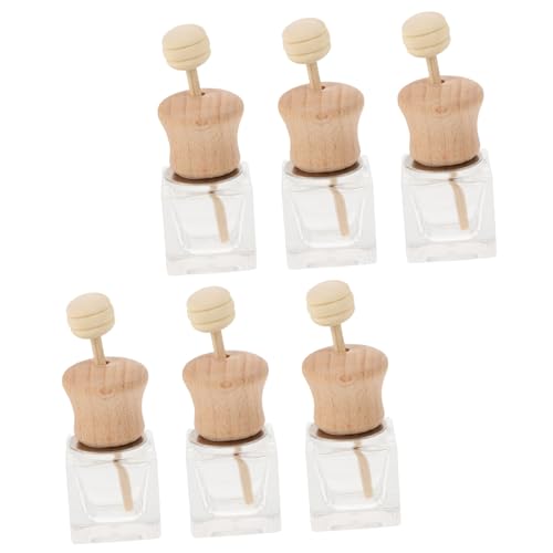 Healeved 6 Piezas Botella de aromaterapia ambientador de Coche difusor de difusores Esencia básico Botella de Perfume de ventilación de Aire Adorno de Fragancia Vidrio