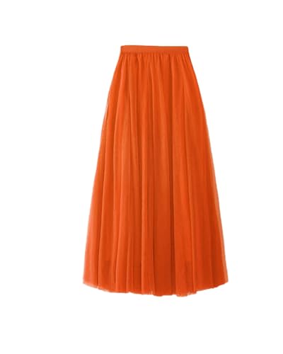 Jupe midi en tulle plissée orange pour rayonner lors d'un mariage ou d'une fête en soirée