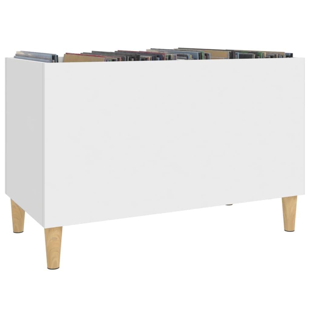 Armadio per dischi in legno bianco con gambe in legno, 74,5 x 38 x 48 cm, versatile armadio multimediale per vinili, dischi in vinile, home theater, soggiorno, scaffale hifi e stoccaggio