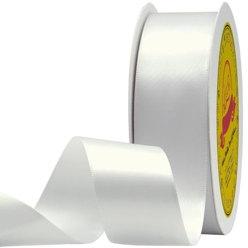 Image of Double Face Satin Ribbon 1-1 /2 inch X 50 Yards Polyester Off White Ribbon for Gift Wrapping Very Suitable for Weddings Party Invitation Decorations and More