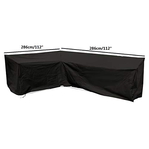dDanke Patio Black L Shape Sofa Cover Universal Sectional Furniture Cover with Locking Rope Waterproof Dustproof 112x112x32 Inch
