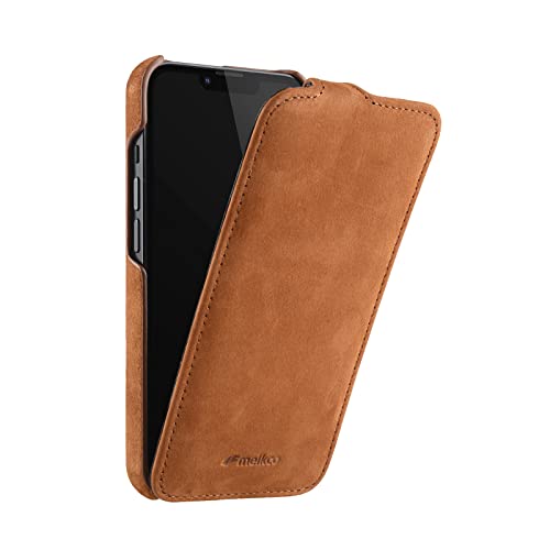 Étui iPhone 13 Pro cuir véritable MELCKO premium marron vintage