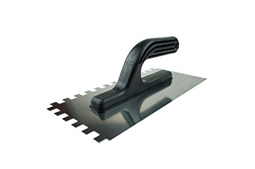 Meister IS-143 - Cazzuola per lisciare con manico in plastica, 130 x 280 mm, dentatura 10 mm, inossidabile