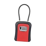 LYVQZPWLR Portllave magnética con Cierre, Caja de Seguridad for Guardar Llaves, con grillete de Cable de Acero, portátil, con combinación de 4 dígitos(Rosso)