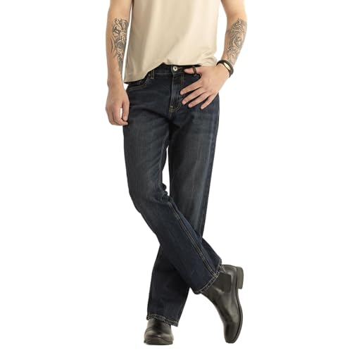 Image of SNITCH Cedric Navy Plain Loose Fit Jeans