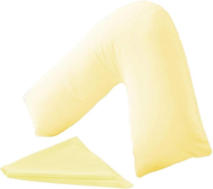 INSAFIANS Orthopedic V-Shaped Pillow with Pillowcase Perfect for Nursing Maternity & Baby Support Pillow (Lemon, V Pillow With Case)