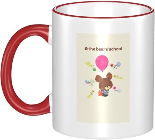 男女贈り物くまのがっこう 耐熱カップ セラミック ティーカップ 陶器 マグ マグカップ コーヒーカップ かわいい セラミック おしゃれコップ かわいい 景品 マグ 贈答品 Red
