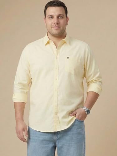 Image of Thomas Scott Men's Plus Size Cotton Casual Shirt | Regular Fit | Long Sleeves | Spread Collar | Solid | Soft & Breathable | Everyday Comfort Shirt for Men