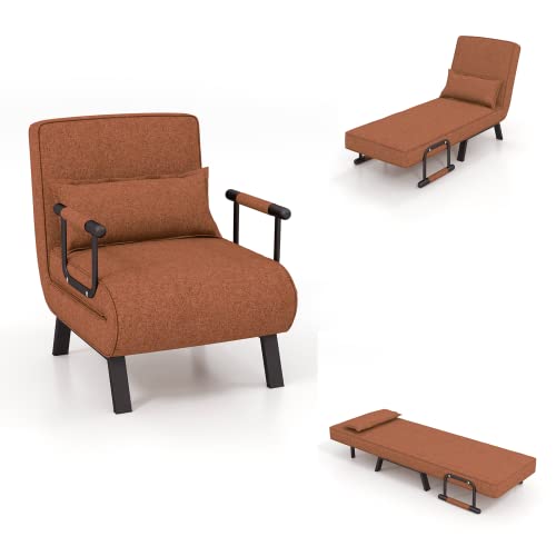 LIFEZEAL Cama Plegable, Mueble Cama Plegable con Respaldo Ajustable en 5 Posiciones, Sillón Reclinable Multifuncional con Cojín, Sofá para Casas Pequeñas, Piso, Oficina, hasta 150kg
