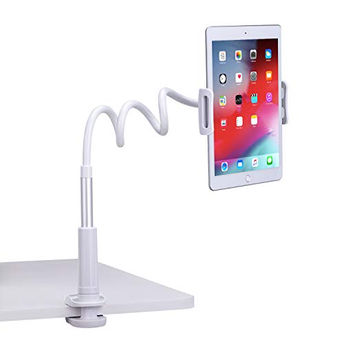 AHK Gooseneck Tablet Stand, Tablet Phone Mount Holder for iPad iPhone Series/Nintendo Switch/Samsung Galaxy Tabs/Amazon Kindle Fire HD and More, 46in Overall Length (Silver)