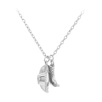 Tuscany Silver Women's Sterling Silver Rhodium Plated Cowboy Boot and Hat Adjustable Necklace 41cm/16' + 3cm/1'
