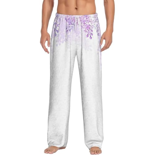 Pantalon décontracté doux pour la maison pour homme frileux motif lilas