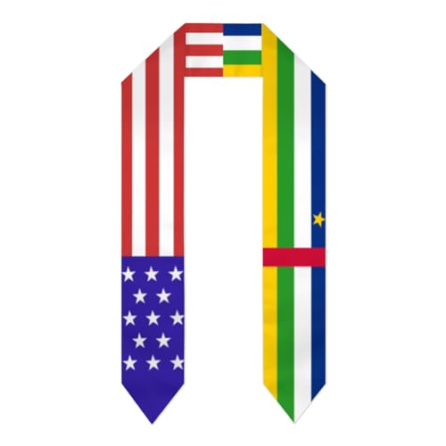 Central African Republic America Flag Graduation Stole Sash Shawl for Men Women Thickened Scarf for International Students Teachers Study Aboard Graduate Gift 72 inches Unisex