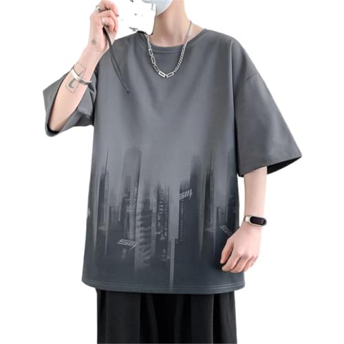 T-shirt ample coton homme haut manches courtes été imprimé vêtement streetwear