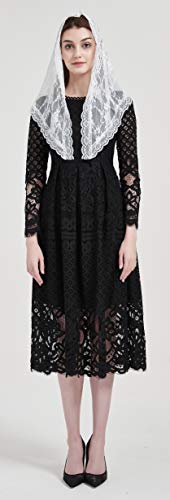 FANFAN Church Veil Cathdral Veils Lace Mantilla chapel Veil Y021 (white)