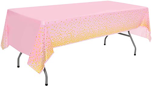 Lalantopparties Polka Dot Disposable Table Cover for Party Table Decoration, Birthday, Anniversary, Bridal Shower, Bachelor Decoration Covers Any Table Up to 8Ft (54 X 108) - Pink & Gold Polka Dot-image-23
