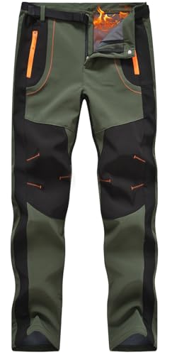 Rdruko Men's Snow Ski Pants Waterproof Insulated Winter Hiking Snowboard Fleece Lined Pants with Belt