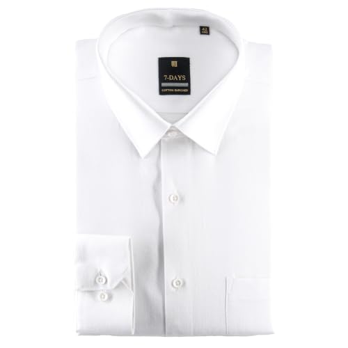 Image of 7-DAYS Premium Men's Formal Shirts - Cotton Rich, Textured Self-Design, Full Sleeve, Regular Fit, Wrinkle Resistant, with Pocket - Perfect for Office